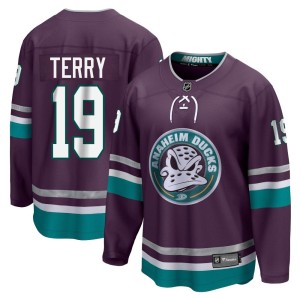 Troy Terry Men's Fanatics Branded Anaheim Ducks Premier Purple 30th Anniversary Breakaway Jersey