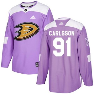Leo Carlsson Men's Adidas Anaheim Ducks Authentic Purple Fights Cancer Practice Jersey