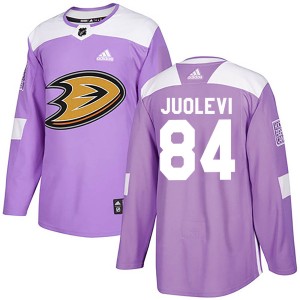 Olli Juolevi Men's Adidas Anaheim Ducks Authentic Purple Fights Cancer Practice Jersey