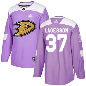 William Lagesson Men's Adidas Anaheim Ducks Authentic Purple Fights Cancer Practice Jersey
