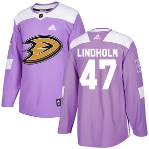 Hampus Lindholm Men's Adidas Anaheim Ducks Authentic Purple Fights Cancer Practice Jersey