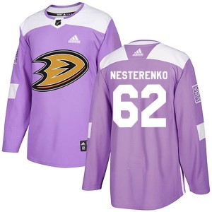 Nikita Nesterenko Men's Adidas Anaheim Ducks Authentic Purple Fights Cancer Practice Jersey