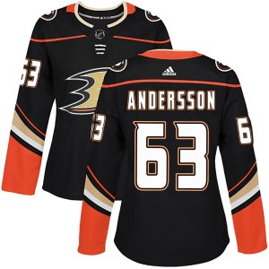 Axel Andersson Women's Adidas Anaheim Ducks Authentic Black Home Jersey