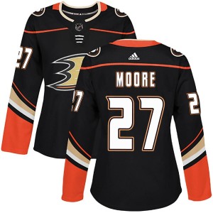 John Moore Women's Adidas Anaheim Ducks Authentic Black Home Jersey