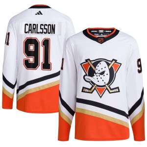 Leo Carlsson Youth Adidas Anaheim Ducks Authentic White Reverse Retro 2.0 Jersey