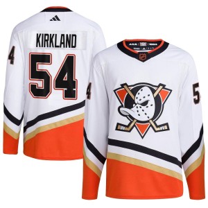 Justin Kirkland Men's Adidas Anaheim Ducks Authentic White Reverse Retro 2.0 Jersey
