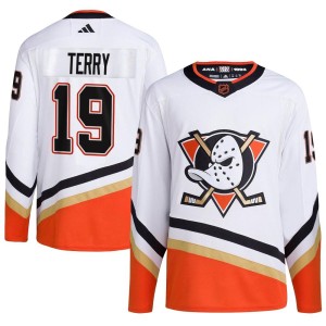 Troy Terry Men's Adidas Anaheim Ducks Authentic White Reverse Retro 2.0 Jersey