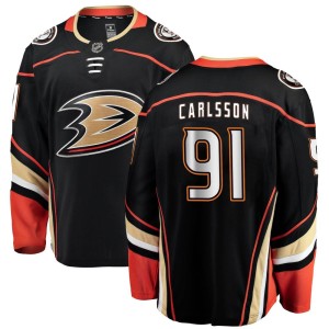 Leo Carlsson Youth Fanatics Branded Anaheim Ducks Breakaway Black Home Jersey