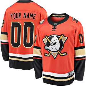 Custom Youth Fanatics Branded Anaheim Ducks Premier Orange Custom Breakaway 2019/20 Alternate Jersey
