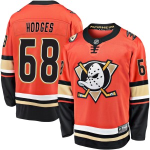 Tom Hodges Youth Fanatics Branded Anaheim Ducks Premier Orange Breakaway 2019/20 Alternate Jersey