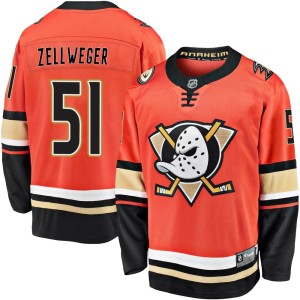 Olen Zellweger Youth Fanatics Branded Anaheim Ducks Premier Orange Breakaway 2019/20 Alternate Jersey