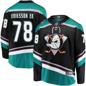 Olle Eriksson Ek Youth Fanatics Branded Anaheim Ducks Breakaway Black Alternate Jersey
