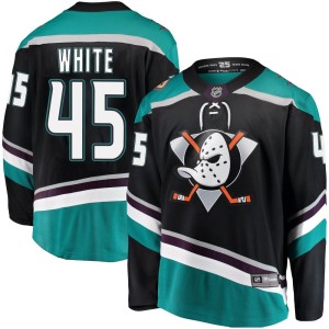 Colton White Youth Fanatics Branded Anaheim Ducks Breakaway White Black Alternate Jersey