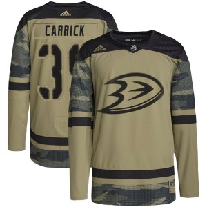 Sam Carrick Men's Adidas Anaheim Ducks Authentic Camo Military Appreciation Practice Jersey