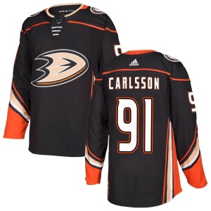 Leo Carlsson Men's Adidas Anaheim Ducks Authentic Black Home Jersey