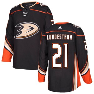 Isac Lundestrom Men's Adidas Anaheim Ducks Authentic Black Home Jersey