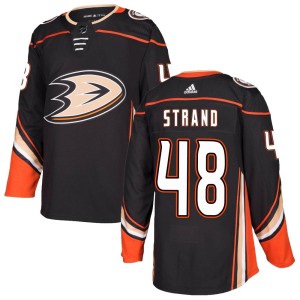 Austin Strand Men's Adidas Anaheim Ducks Authentic Black Home Jersey