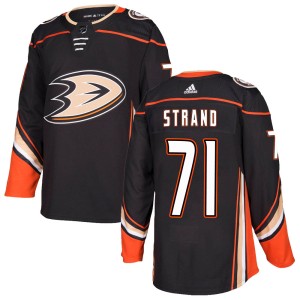 Austin Strand Men's Adidas Anaheim Ducks Authentic Black Home Jersey