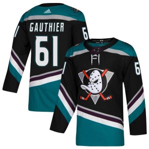Cutter Gauthier Men's Adidas Anaheim Ducks Authentic Black Teal Alternate Jersey