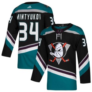 Pavel Mintyukov Men's Adidas Anaheim Ducks Authentic Black Teal Alternate Jersey