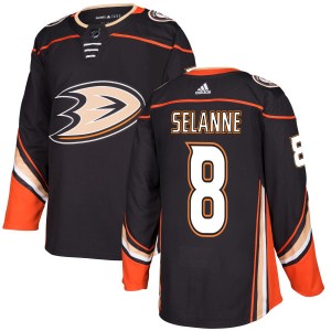 Teemu Selanne Men's Adidas Anaheim Ducks Authentic Black Jersey