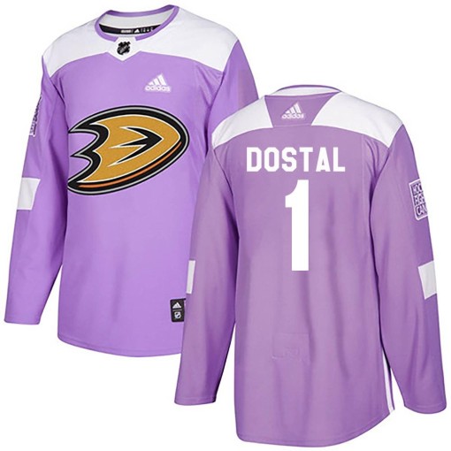 Lukas Dostal Youth Adidas Anaheim Ducks Authentic Purple Fights Cancer Practice Jersey