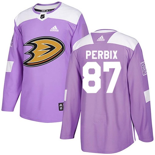Jack Perbix Youth Adidas Anaheim Ducks Authentic Purple Fights Cancer Practice Jersey