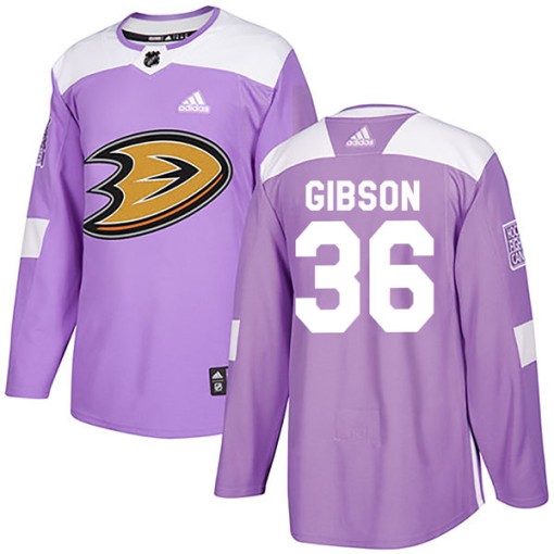 John Gibson Men's Adidas Anaheim Ducks Authentic Purple Fights Cancer Practice Jersey