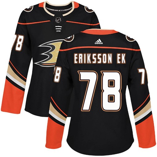 Olle Eriksson Ek Women's Adidas Anaheim Ducks Authentic Black Home Jersey