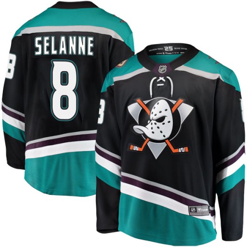 Teemu Selanne Youth Fanatics Branded Anaheim Ducks Breakaway Black Alternate Jersey