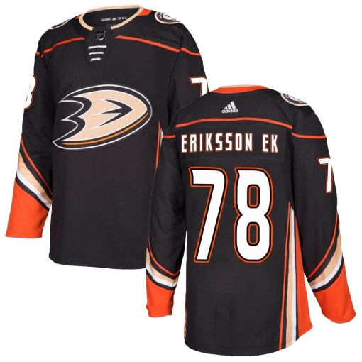 Olle Eriksson Ek Men's Adidas Anaheim Ducks Authentic Black Home Jersey