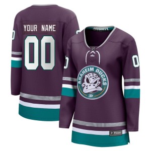 Custom Women's Fanatics Branded Anaheim Ducks Premier Purple Custom 30th Anniversary Breakaway Jersey