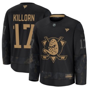 Alex Killorn Men's Fanatics Anaheim Ducks Premium Black 2024 Military Appreciation Practice Jersey