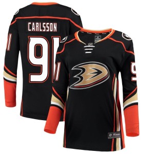 Leo Carlsson Women's Fanatics Branded Anaheim Ducks Breakaway Black Home Jersey
