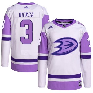 Kevin Bieksa Men's Adidas Anaheim Ducks Authentic White/Purple Hockey Fights Cancer Primegreen Jersey