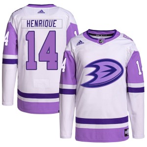 Adam Henrique Men's Adidas Anaheim Ducks Authentic White/Purple Hockey Fights Cancer Primegreen Jersey