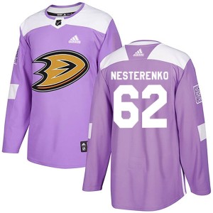 Nikita Nesterenko Youth Adidas Anaheim Ducks Authentic Purple Fights Cancer Practice Jersey