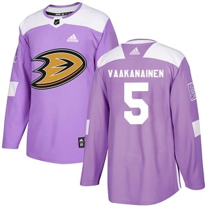 Urho Vaakanainen Youth Adidas Anaheim Ducks Authentic Purple Fights Cancer Practice Jersey