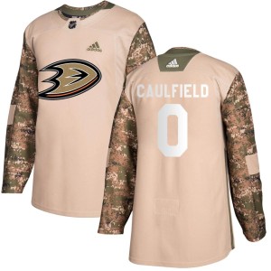 Judd Caulfield Men's Adidas Anaheim Ducks Authentic Camo Veterans Day Practice Jersey