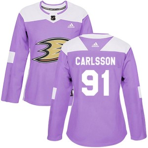 Leo Carlsson Women's Adidas Anaheim Ducks Authentic Purple Fights Cancer Practice Jersey