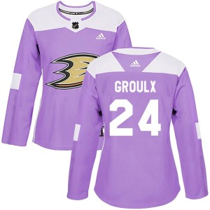 Bo Groulx Women's Adidas Anaheim Ducks Authentic Purple Fights Cancer Practice Jersey
