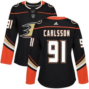 Leo Carlsson Women's Adidas Anaheim Ducks Authentic Black Home Jersey