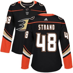 Austin Strand Women's Adidas Anaheim Ducks Authentic Black Home Jersey
