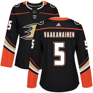 Urho Vaakanainen Women's Adidas Anaheim Ducks Authentic Black Home Jersey