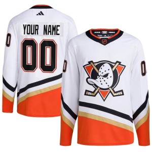 Custom Youth Adidas Anaheim Ducks Authentic White Custom Reverse Retro 2.0 Jersey
