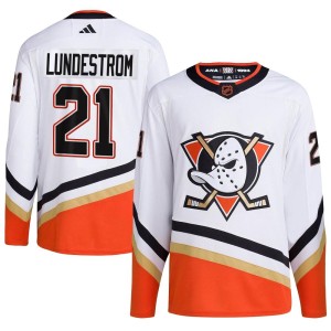 Isac Lundestrom Youth Adidas Anaheim Ducks Authentic White Reverse Retro 2.0 Jersey