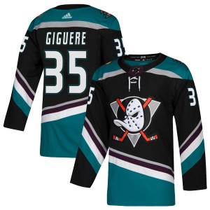Jean-Sebastien Giguere Men's Adidas Anaheim Ducks Authentic Black Teal Alternate Jersey