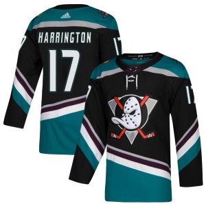 Scott Harrington Men's Adidas Anaheim Ducks Authentic Black Teal Alternate Jersey